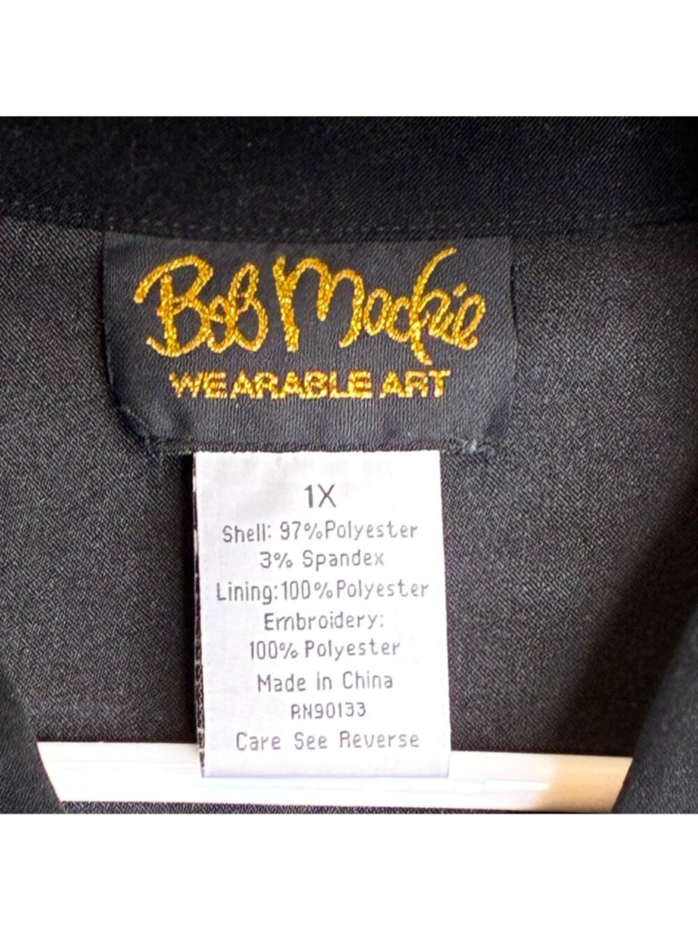 Bob Mackie Wearable Art Black Embroidered Zip Front Shirt With Horse Design 1X - Picture 5 of 7